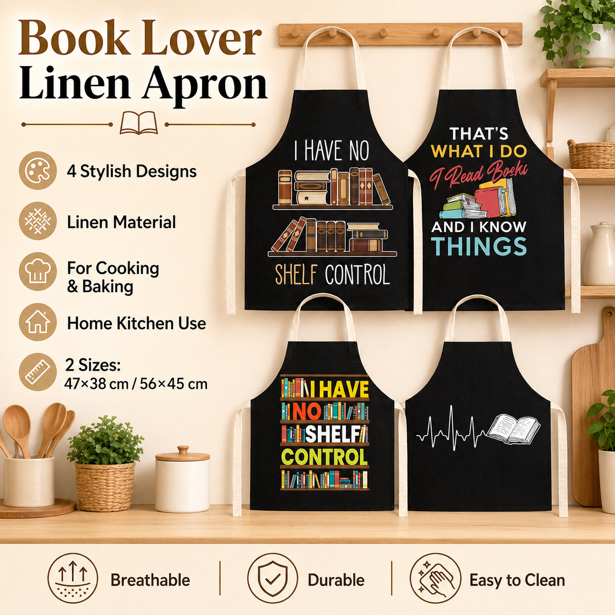 Home Cooking Quotes - Book Lover Funny Quote Linen Apron