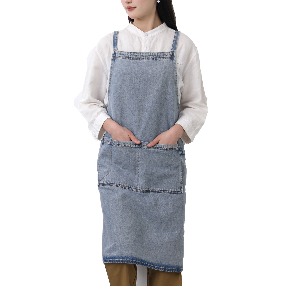 Denim Apron Cotton Korean Canv - Home Cooking Work ulasan dan harga