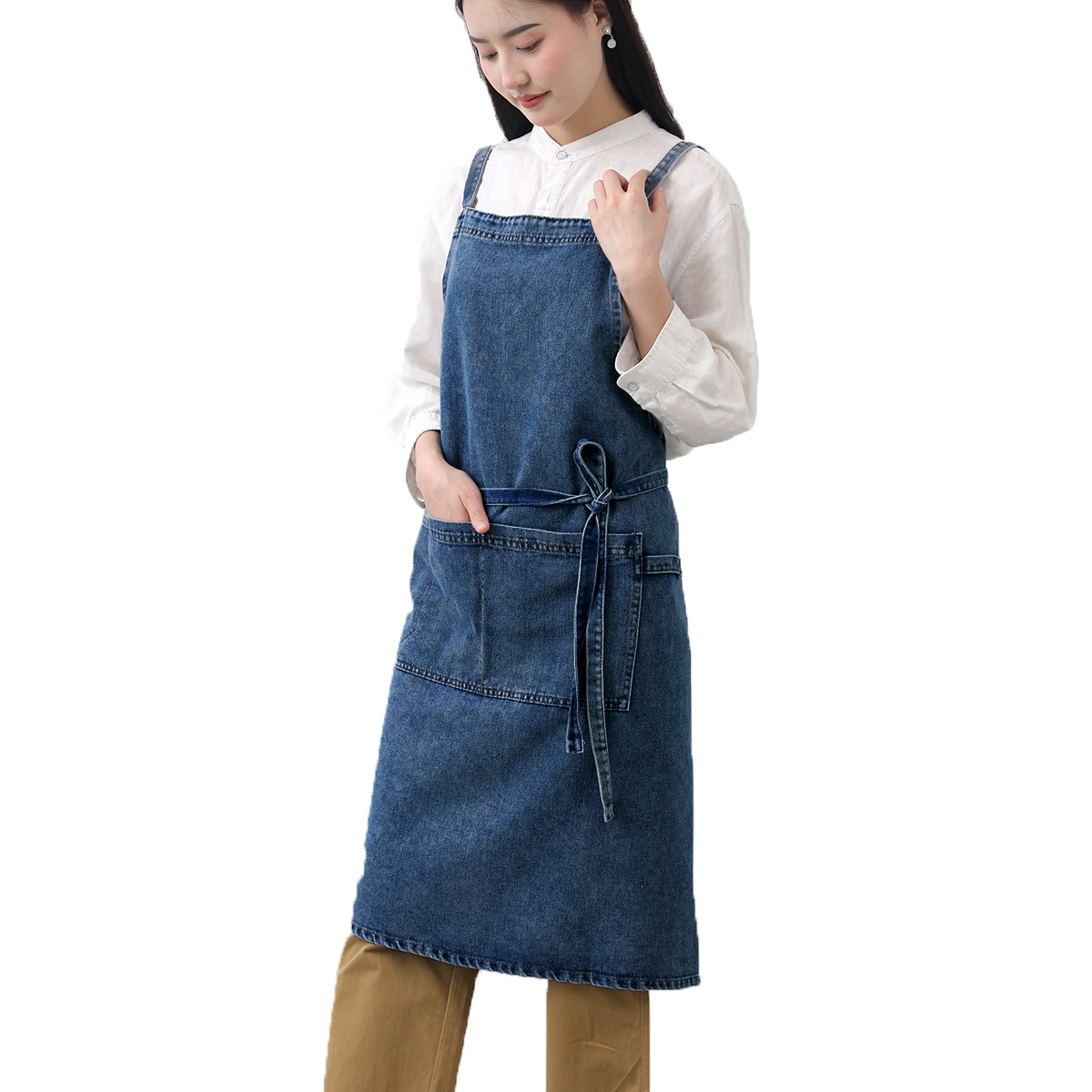 Denim Apron Cotton Korean Canv - Home Cooking Work ulasan dan harga
