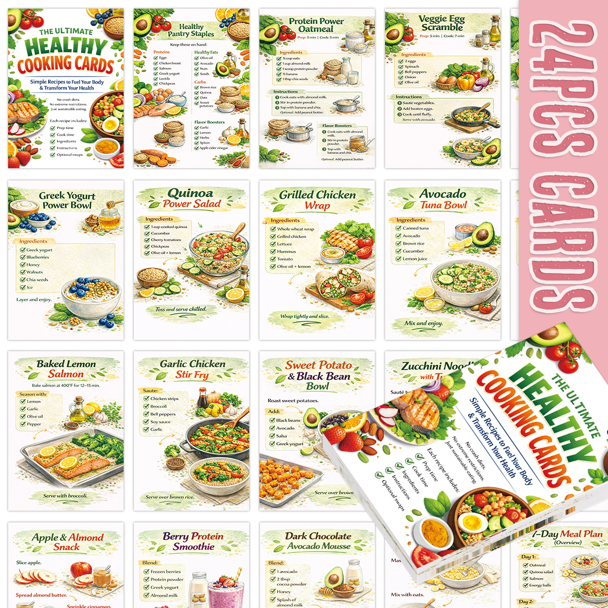 24pcs Cooking Recipe Cards Wit - Home Cooking Recipe ulasan dan harga