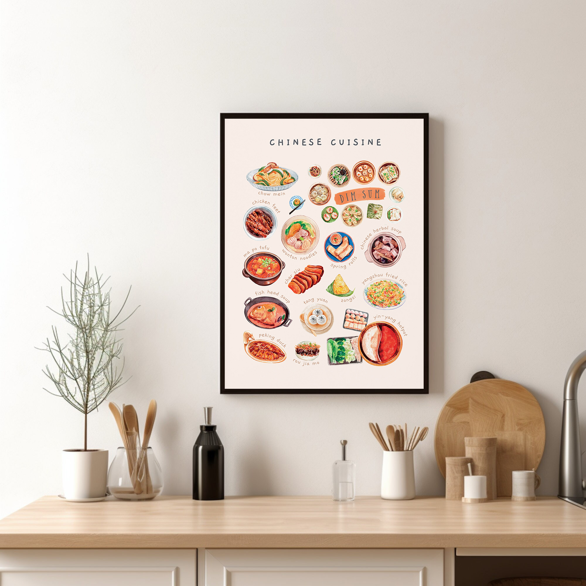 Watercolor Asian Cuisines Clas - Home Cooking Asian ulasan dan harga