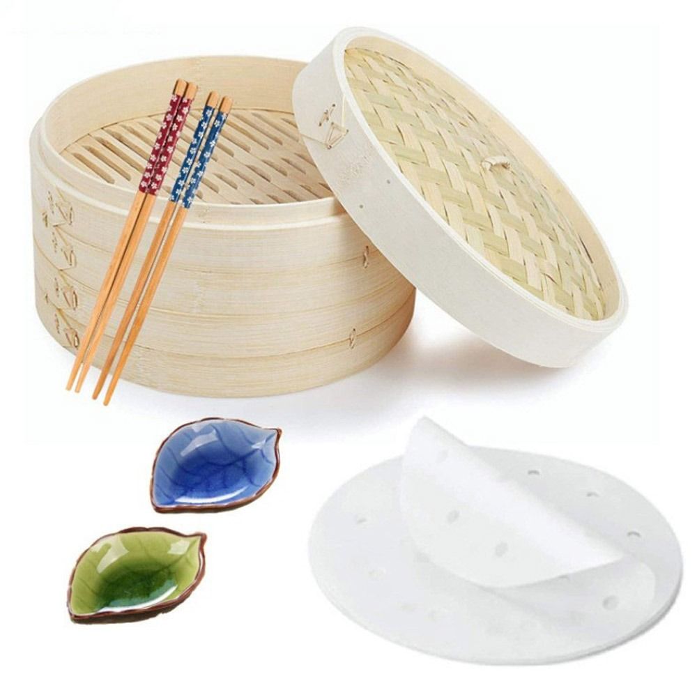 Chinese Steamer Bamboo Steamer - Steamer Bamboo Set ulasan dan harga