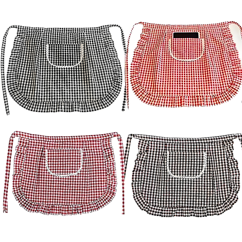 Half Waist Apron Square Check  - Home Cooking Work ulasan dan harga