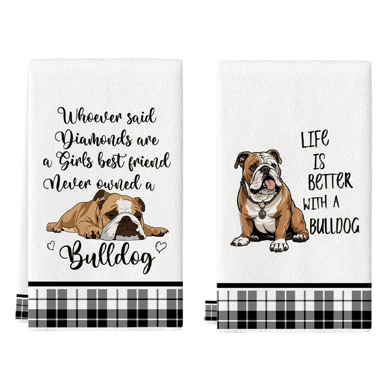 2Pcs, Bulldog Cute Quotes Kitc - Home Cooking Quotes ulasan dan harga
