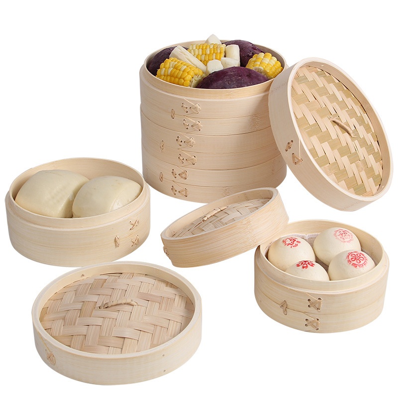 Bamboo Steamer Basket Set with - Steamer Bamboo Set ulasan dan harga