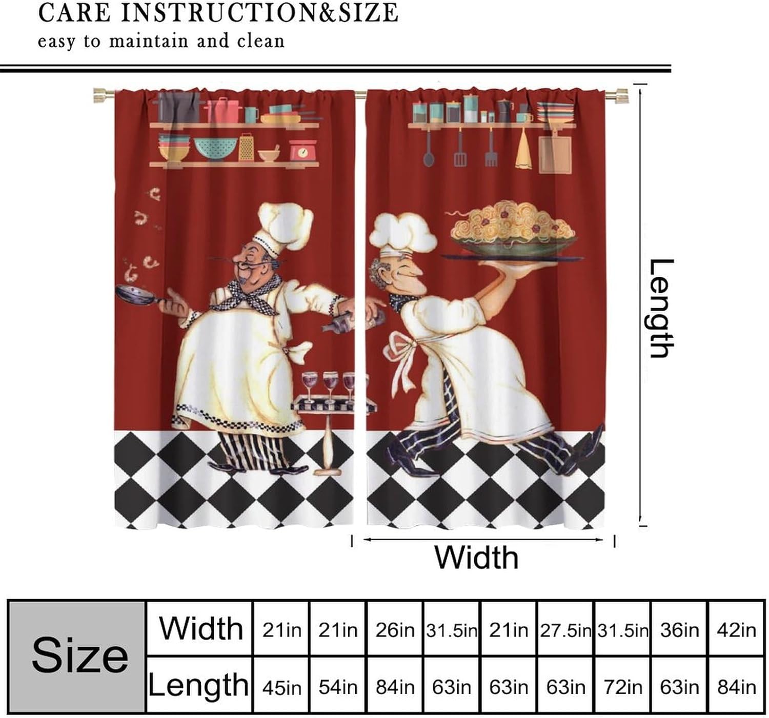 Chef Kitchen Curtains, Abstrac - Home Cooking Youtube ulasan dan harga