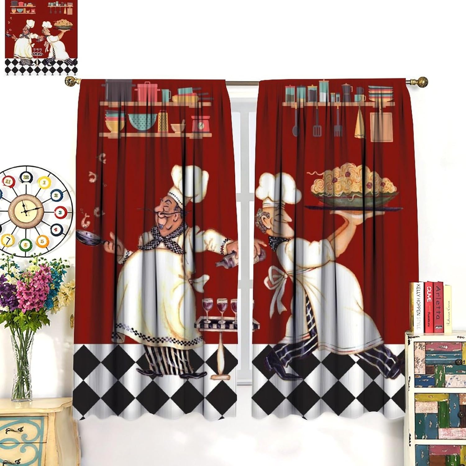 Chef Kitchen Curtains, Abstrac - Home Cooking Youtube ulasan dan harga
