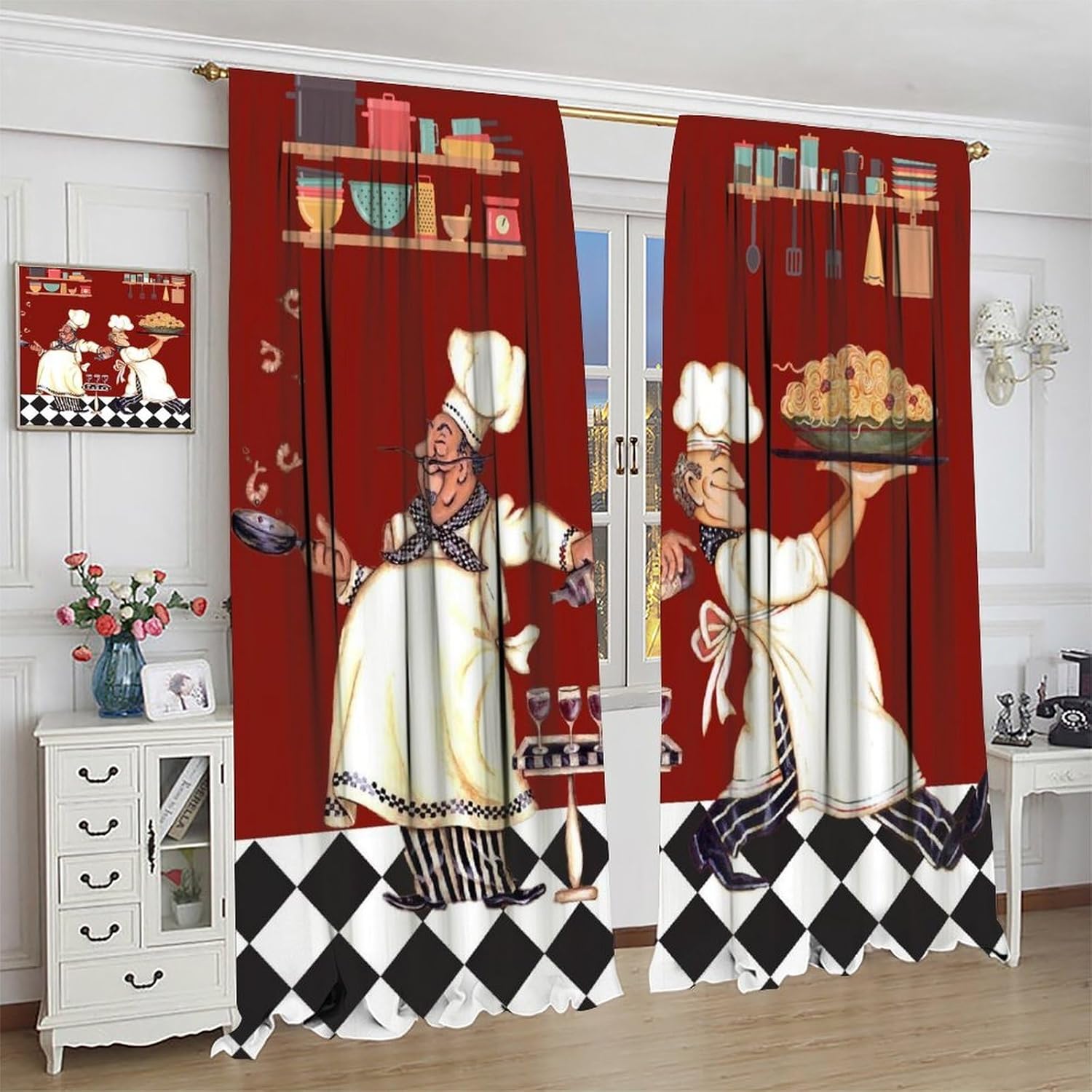 Chef Kitchen Curtains, Abstrac - Home Cooking Youtube ulasan dan harga