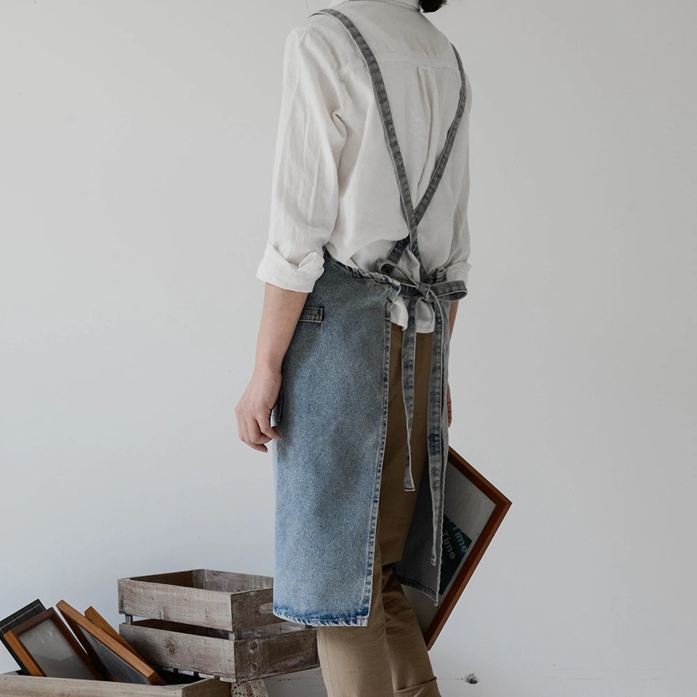 Denim Apron Cotton Korean Canv - Home Cooking Work ulasan dan harga