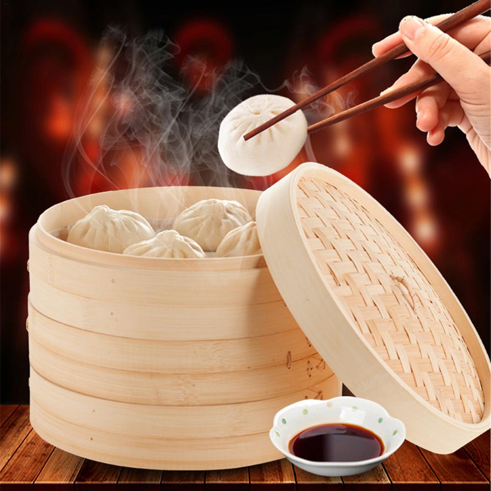 Bamboo Steamer Home Wooden Bam - Steamer Bamboo Set ulasan dan harga